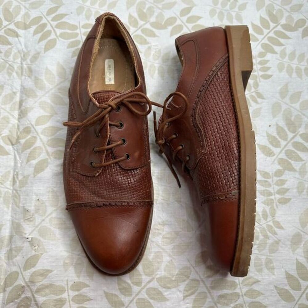 Adolfo Made In Italy Men's‎ Brown Leather Size 9.5 Oxford Dress Shoe Office